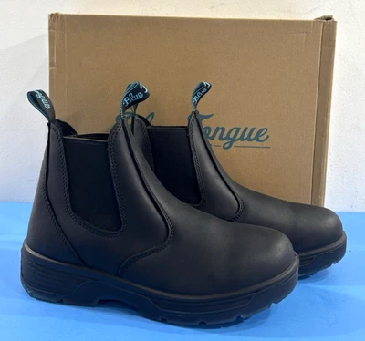 NIB 7 REG REDBACK BLUE TONGUE STATION SOFT TOE SLIP ON BOOTS BTST BLACK - Image 1 of 4