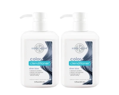 Keracolor Color + Clenditioner -Semi Permanent Dye -Silver Blue- 12oz-DUO Bundle - Image 1 of 4