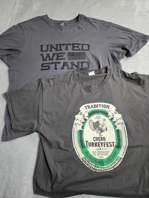 Mens T-Shirt Lot x2 Size XL Under Armour United We Stand Turkeyfest Retro Grey - Image 1 of 4