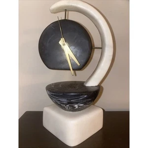 Vintage Postmodern Stone Like Sculptural Clock - Works! - Signed! - Picture 1 of 8