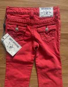 Neu mit Etikett True Religion Jeans rot Jugend 4 gerade Pattentaschen Y2K (110 $ UVP) - Bild 1 von 11