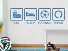 Eat sleep football repeat wall sticker, football wall sticker, sport wall art