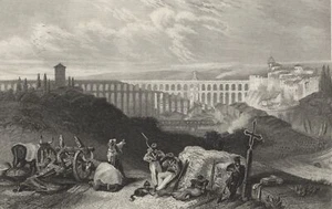Aquädukt Segovia Spanien Wasser Konstruktion Römer Stahlstich Original - Bild 1 von 4