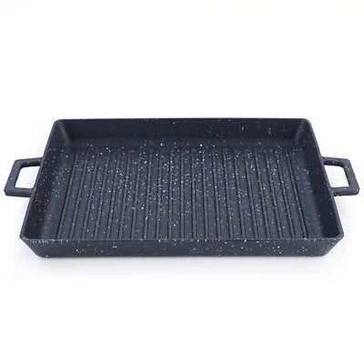 CARPARTS-ONLINE GMBH BBQ Grill Pfanne Schale Platte Gusseisen Antihaftbeschichtet 40x25cm