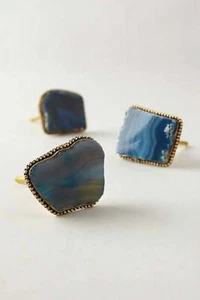 NWOT Anthropologie "Framed Agate Knob" in Blue, Agate Drawer Knob, Agate Cabinet - Picture 1 of 12