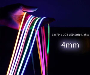Ultra Thin COB LED Strip DC 12V 4mm Width Flexible 480LEDs/m Tape Light Strips - Picture 1 of 34