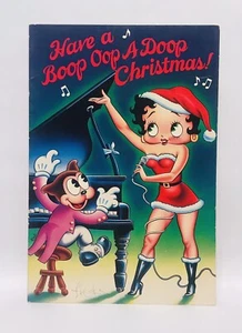 Vintage BETTY BOOP Have a Boop Oop A Boop Weihnachten 15x11 GROßE Karte Papier Mond - Bild 1 von 9
