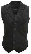 Men's Smooth Goat Suede Classic Smart Black Leather Waistcoat