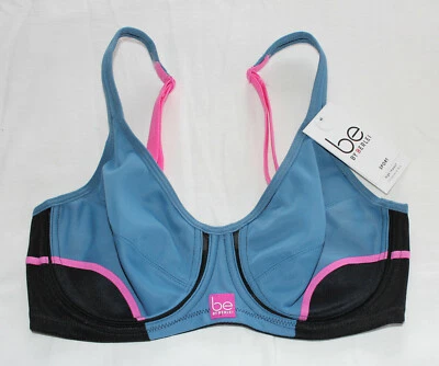 Be By Berlei YXKN JPB Ladies Blue Black Pink High Impact Sports Bra Size 10B New - Image 1 of 2
