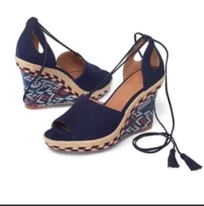 Cabi Womens Shoes 6.5 heels Isla Suede Sandals Southwest Aztec Espadrille Wedge - Picture 1 of 10