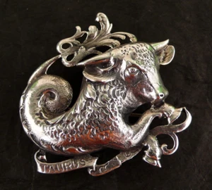 VINTAGE LARGE CINI 925 STERLING SILVER TAURUS BROOCH 18 Grams 2" x 2" - Picture 1 of 2