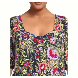 Abito donna Terra & Sky floreale 4x strati maxi tasche elasticizzato floreale crociera - Foto 1 di 10