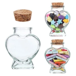 Peach Heart Shape Origami Stars Glass Bottle Craft Glass Jars for Home - Picture 1 of 11