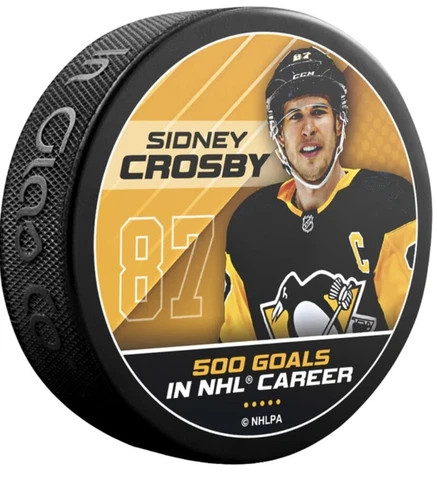 SIDNEY CROSBY PITTSBURGH PENGUINS 500 GOALS SOUVENIER PUCK  **NEW** Cover
