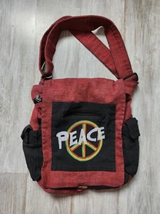 Rising International Red & Black Messanger Bag "Peace" Graphic Medium Size - Picture 1 of 11