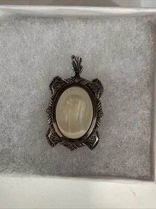 Antique St Francis Cabrini Carved Cameo Relic Brooch Pendant Italy - Picture 1 of 5