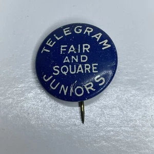 Telegram Juniors Fair and Square Vintage Pinback Button Pin - Picture 1 of 3