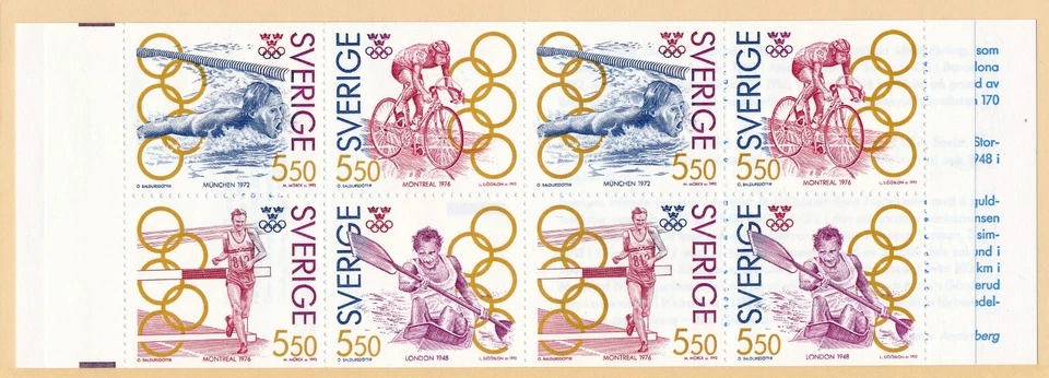 Швеция #1956a Летние Олимпийские игры полный буклет 1992 Европа почтовые отправления новом NH - Изображение 1 из 1