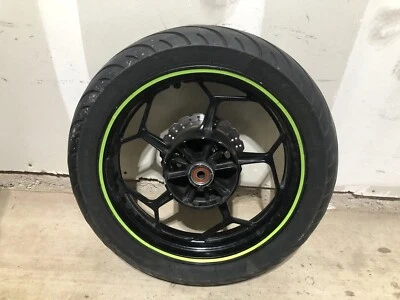 2014 Kawasaki Ninja 300 EX300B ABS 17in OEM REAR GREEN WHEEL BACK RIM W TIRE 017 - Image 1 of 4