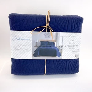 Cabana 3pc Quilt Set Full / Queen Quilt 90in x 90in Home Collection Navy New - Picture 1 of 10