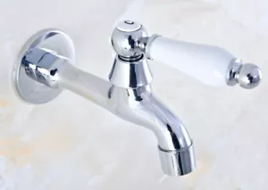 Rubinetto lavandino bagno cromato lucido rubinetto acqua bagno vasca giardino da parete - Foto 1 di 6