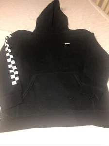 Vans Off The Wall  Hoodie Sweatshirt kids  Large  Black Checked Unisex - Picture 1 of 9