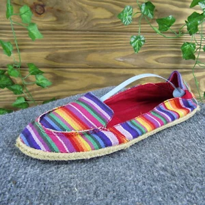 Scarpa cane Rocket US 10 espadrillas multicolore a righe slip on suola in iuta boho estate - Foto 1 di 6