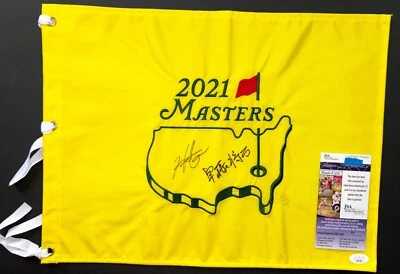HIDEKI MATSUYAMA SHOTA HAYAFUJI DUAL SIGNED 2021 MASTERS GOLF FLAG PGA JAPAN JSA - Image 1 of 4