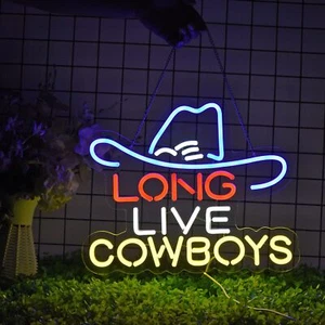 Cowboy-Themed Dimmable LED Neon Sign USB Powered Ideal for Man Cave Pub - Picture 1 of 5