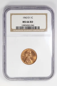 1963-D Lincoln Memorial Cent 1C NGC MS66 RD RED - Picture 1 of 4