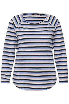 Ulla Popken Damen große Größen Shirt Ringel A Linie Rundhals Langarm 823497