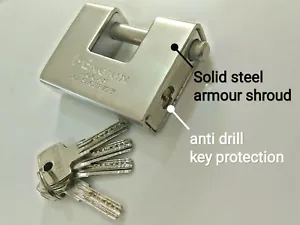 High Security 90mm Padlock Container Monoblock Garage Trailer Lock Box Shutter - Picture 1 of 10