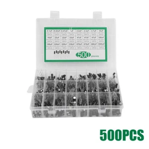500Pcs 0.1UF-1000UF 24Values Aluminum 16~50V Electrolytic Capacitor Assorted Kit - Bild 1 von 12