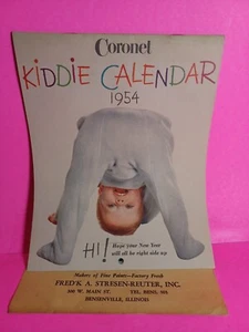 1954 CALENDARIO Bensonville ILLINOIS Calendario Infantil Divertido Bebés Corona - Imagen 1 de 4