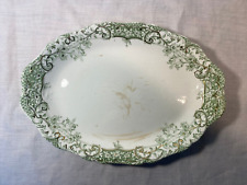 Henry Alcock & Co China Serving Platter Green Floral Gold Semi Porcelain 1800's