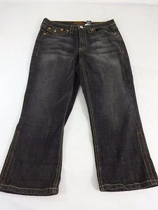 KIKIT WOMENS DARK WASH COTTON MID RISE SKINNY STRAIGHT CAPRI JEANS SIZE 8 - Picture 1 of 5