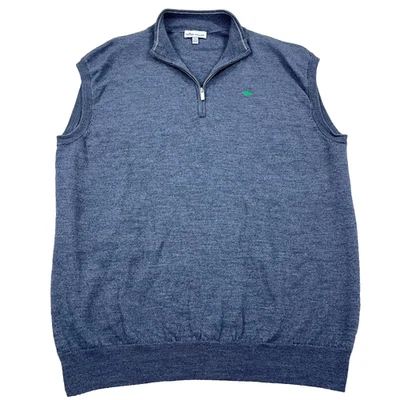 Peter Millar Sweater Vest Men Large Blue Pullover Quarter Zip Merino Wool Knit - Image 1 of 4