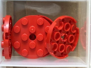 LEGO Parts - Red Plate, Round 4 x 4 with Hole - No 60474 - QTY 5 - Picture 1 of 1