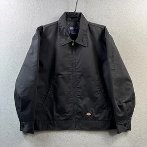 Dickies Jacket Mens Large Black Full Zip Work Mechanic Boxy Lined Collared - Picture 1 of 15
