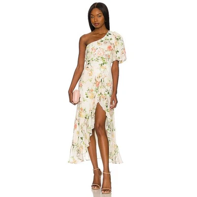 Vestido Yumi Kim M Liana Sweet Kiss marfim um ombro midi floral - Imagem 1 de 4
