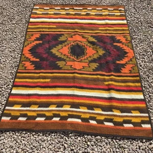Manta Biederlack Suroeste Nativo Azteca Tribal Tonos Tierra 75"x56" De Colección - Imagen 1 de 10
