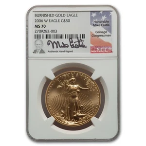2006-W 1 oz Burnished Gold Eagle MS-70 NGC (Castle) - Picture 1 of 3