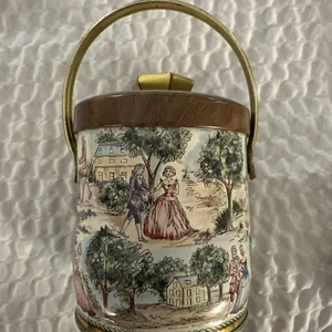 Pareja de cortejo colonial Murray Allen de colección escena romántica lata con asa - Imagen 1 de 8