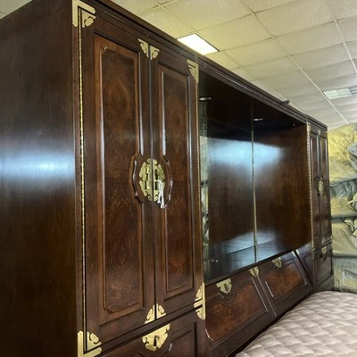 Campaign Style Thomasville Furniture Mystique 3 Section Modular Bed & Armoires - Image 1 of 4