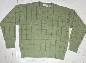 Orvis WOOL ~ V Neck Sweater Men’s Large Light Green/Brown NEW - Picture 1 of 8