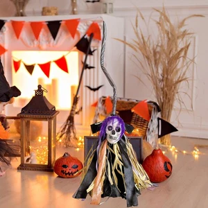 Halloween Spooky Skull Broom Spooky Ornament for Garden Festival Outside - Picture 1 of 6
