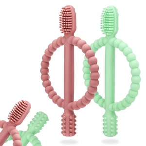 Baby Teething Toys with Easy-Hold Handle, Silicone Infant Toothbrush, Textured - Picture 1 of 7