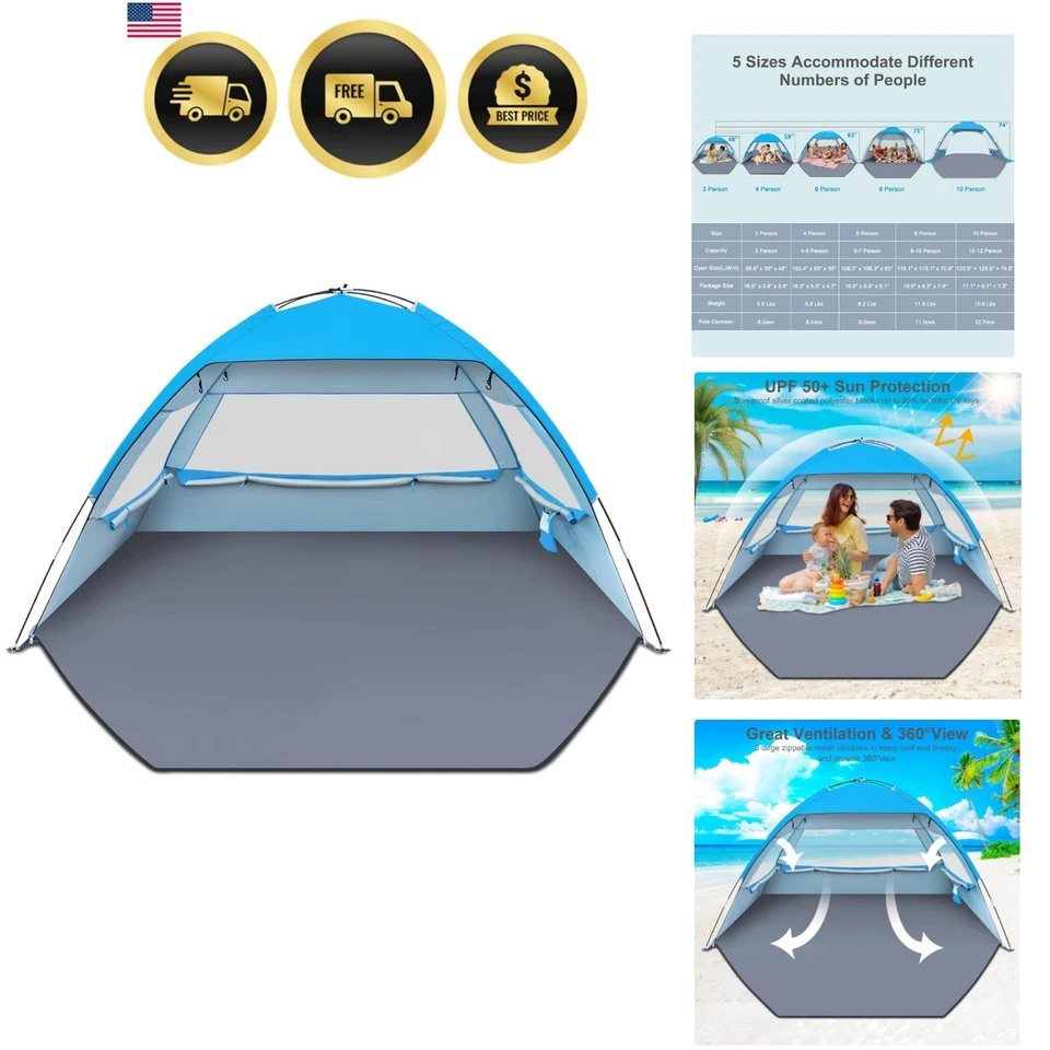 Gorich 2018 Beach Tentuv Sun Shelter Lightweight Shade Canopy Cabana Tents