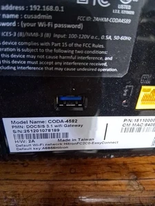 Hitron Coda-4582-ONE MDC DOCSIS 3.1 Cable Modem Router W/ Power Cord - Picture 1 of 3