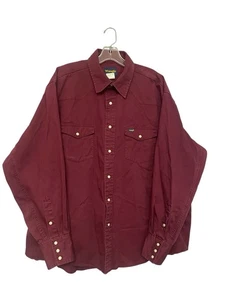 Wrangler Pearl Snap Shirt Size XXL Burgundy Button Up Western Rodeo Ranching VTG - Picture 1 of 6